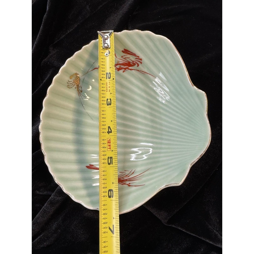 Vintage Japanese Shell Bowl Home Decor 7" Excellent Scalloped Shrimp Coastal - Picture 5 of 6